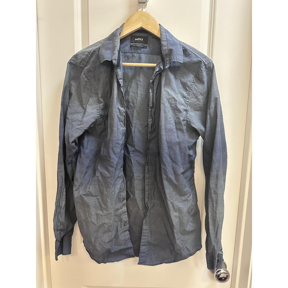 MEXX Slim Fit Button Up‎ Shirt US L Dark Blue Long Sleeve